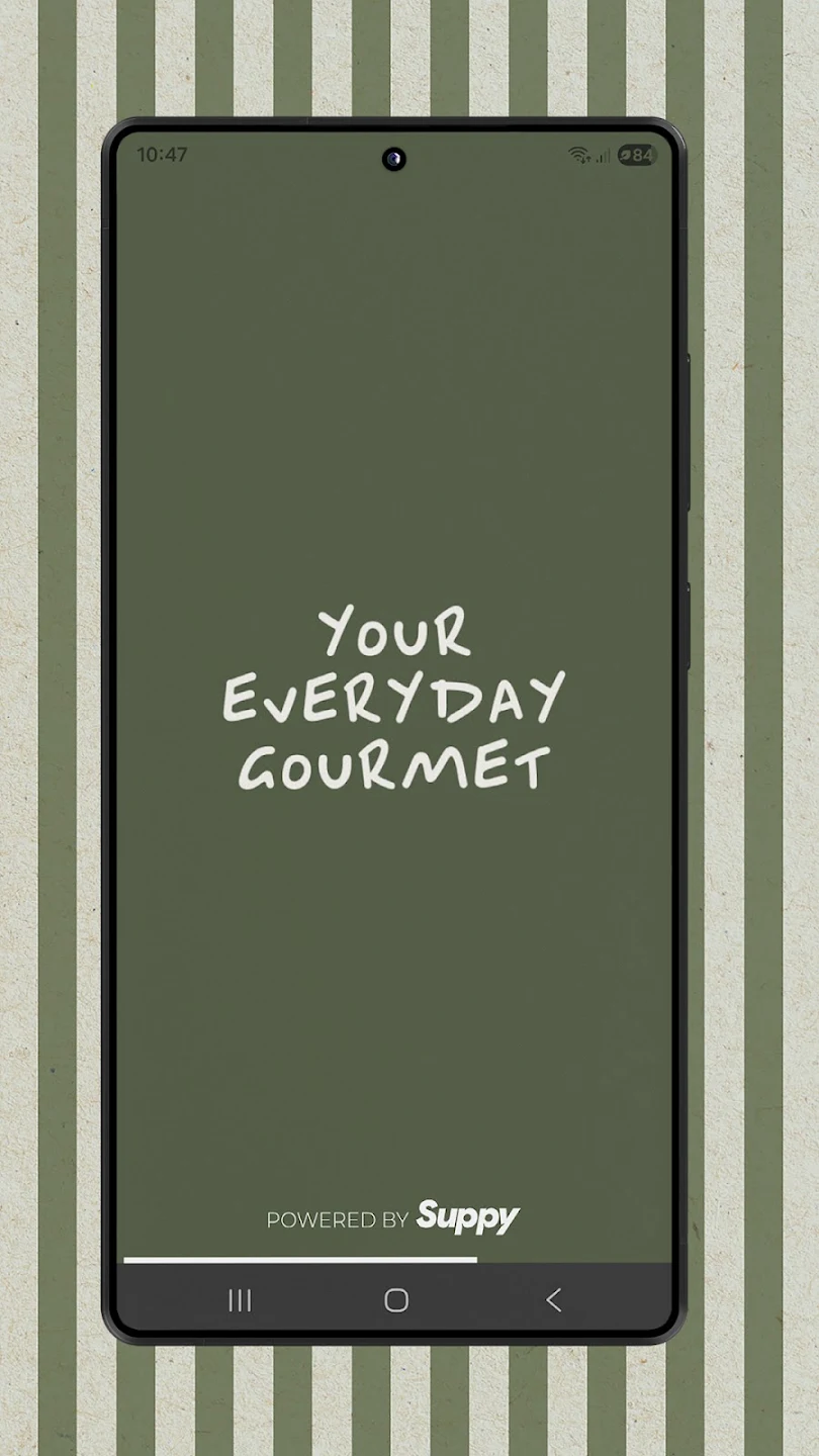The Al Forno Gourmet app splash screen: Your Everyday Gourmet, powered by Suppy.